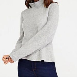 Ann Taylor | Gray Ruffle Neck Peplum Sweater Size Medium